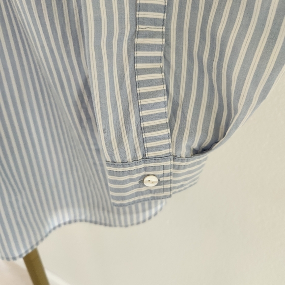 J. Jill Long Sleeve Tunic Top Womens Size Medium Tall Light Blue Striped - Picture 6 of 10